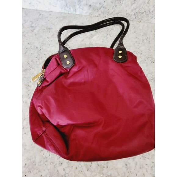C Wonder Large Tote‎ Cranberry With Brown Accents 12x10 Roomy Pockets - Picture 7 of 10